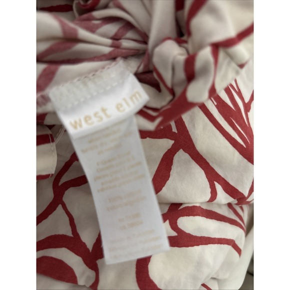 West Elm Red Orange Queen Size Botanical Print Bedding Duvet & 4 Shams Case Set - Picture 8 of 10